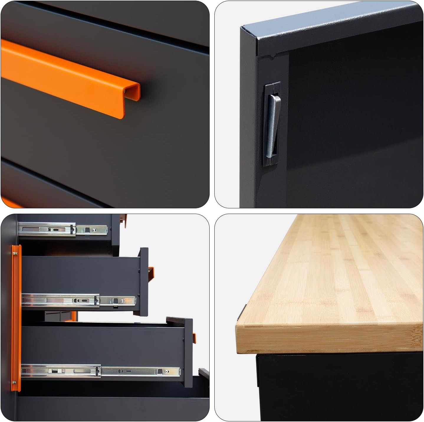 12 Drawer Heavy Duty Rolling Cabinet Workbench Table w/Solid Wood Top for Garage