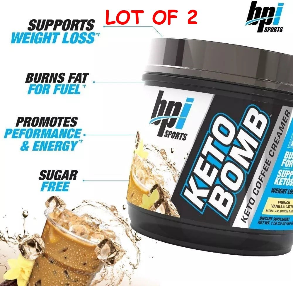 LOT OF 2 KETO BOMB BPI Sport FRENCH VANILLA LATTE Keto Diet Coffee Creamer 5/25