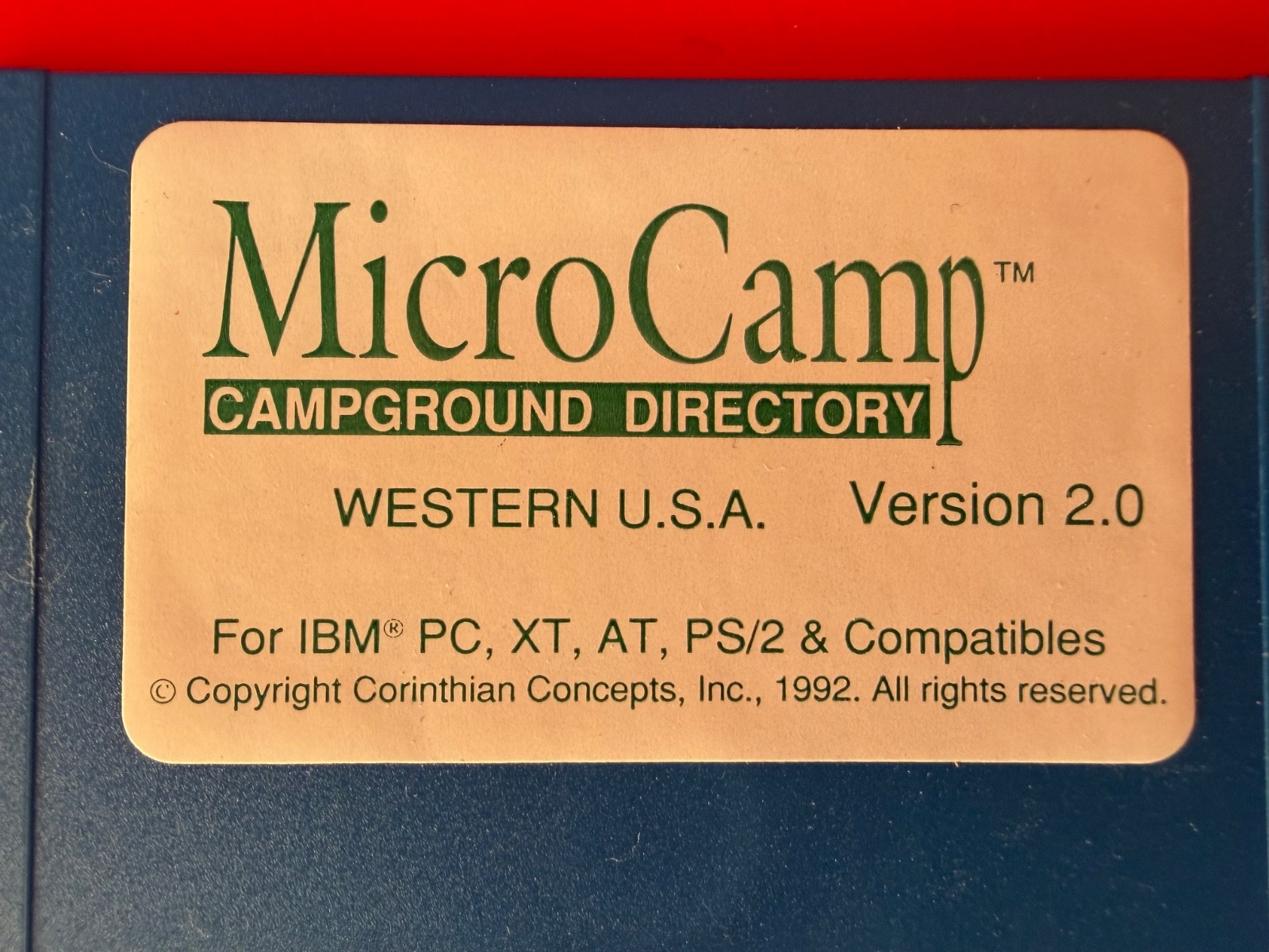 MicroCamp Campground Directory Western USA Version 2.0 IBM PC Compatible