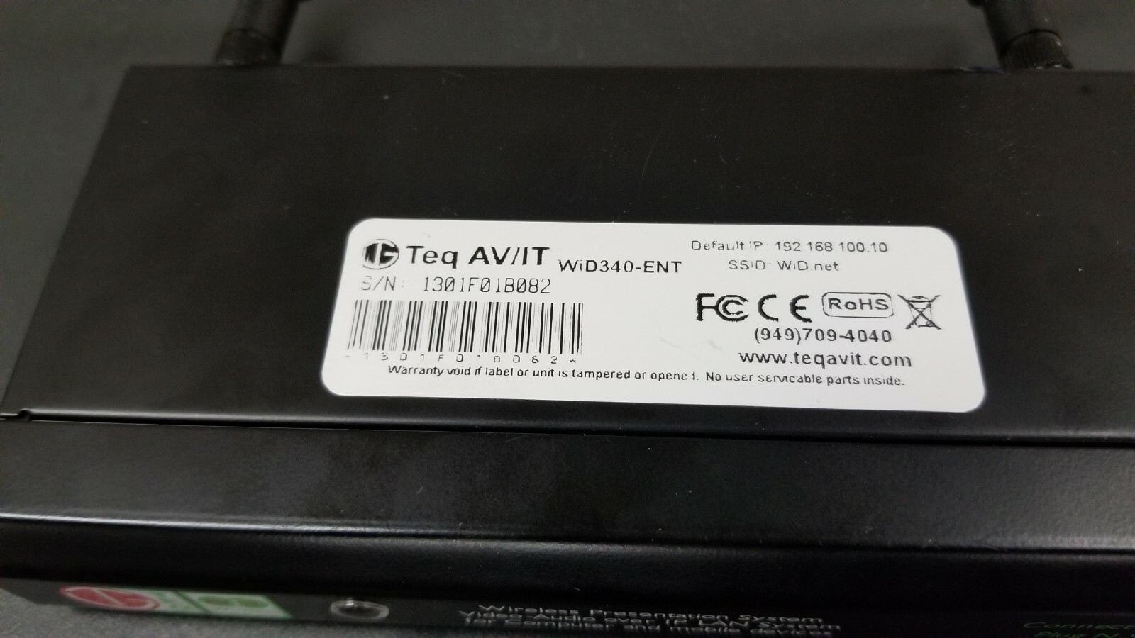 Teq AVIT WID340-ENT Wireless Device Presentation System