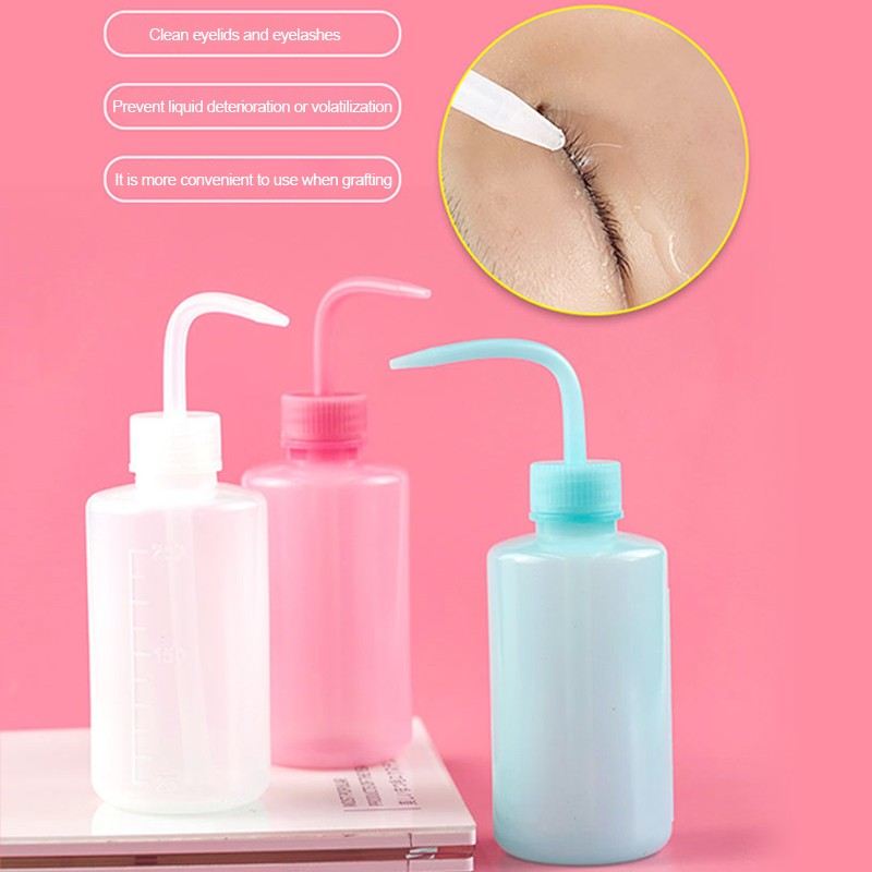 250/500ml Eyelash Cleaning Washing Bottle Curved Spout Cleaner Waterproof Eyebr