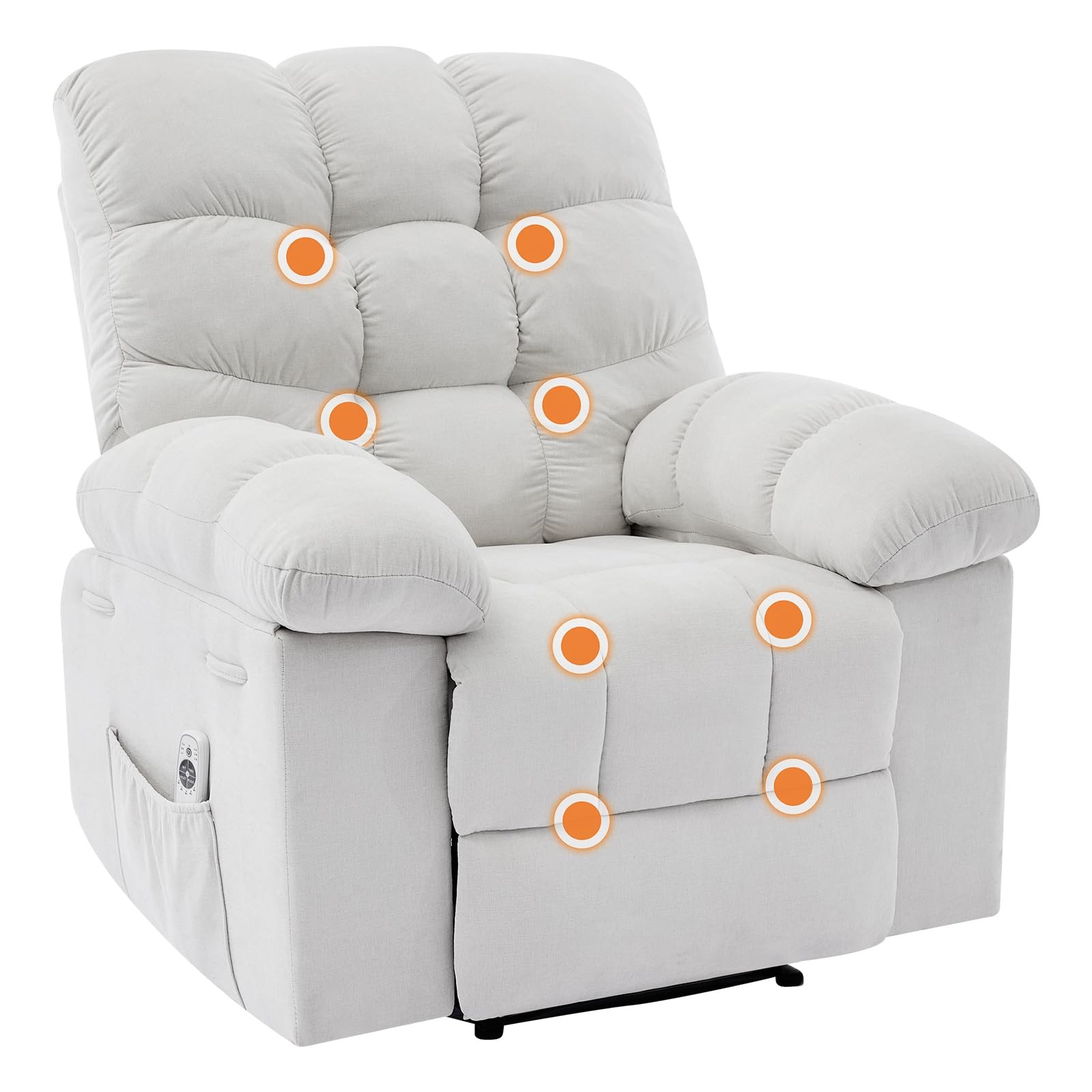 Ergonomic Oversized Recliner Chair w/ Massage, Heat & Lumbar Support Upholstery