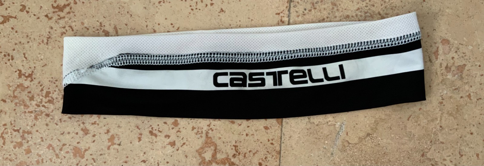 Castelli Cycling Headband White Black One Size Sweatband Running Bike Helmet