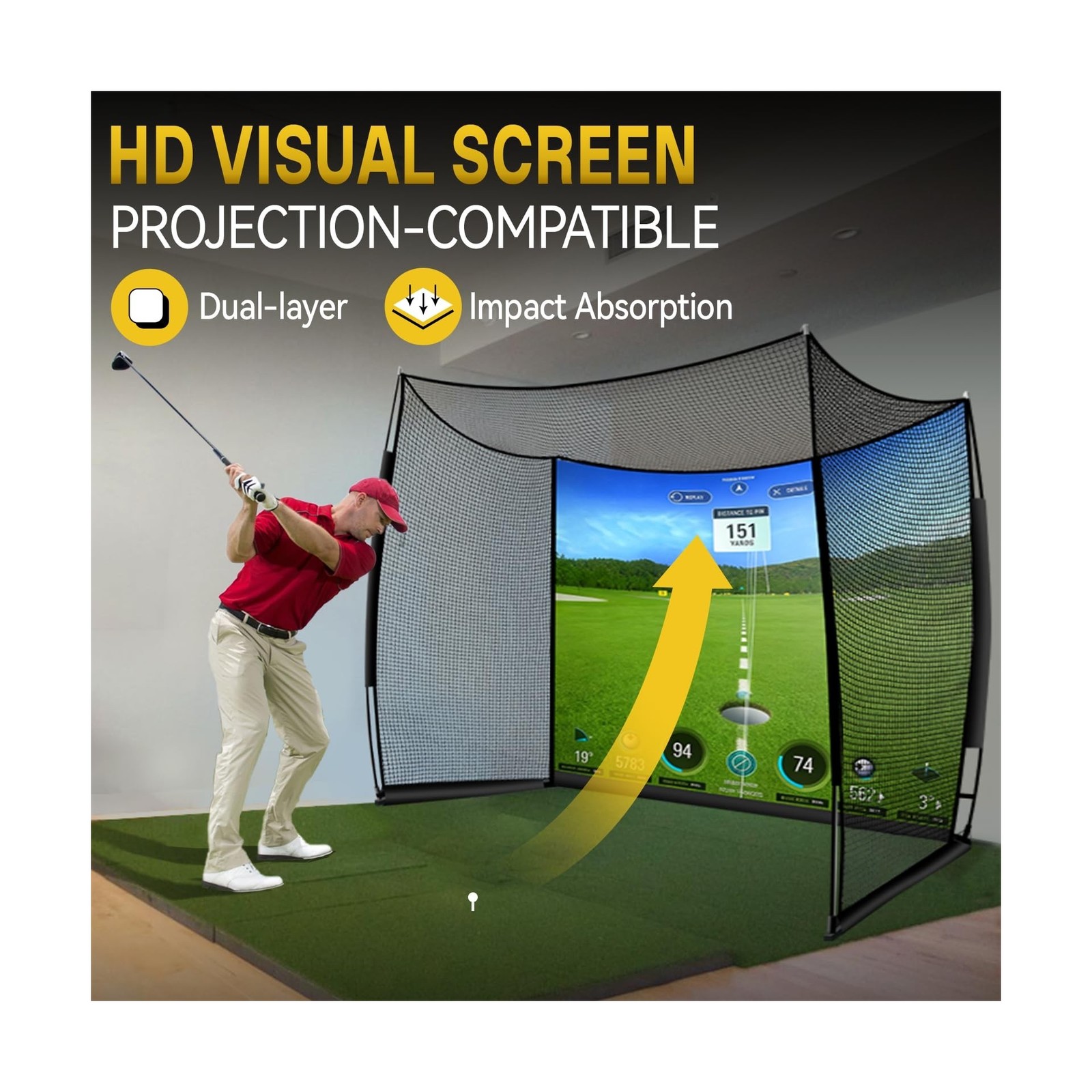 Golf Net with Impact Screen, 11x8FT Spacious Golf Practice Net for Backyard, ...