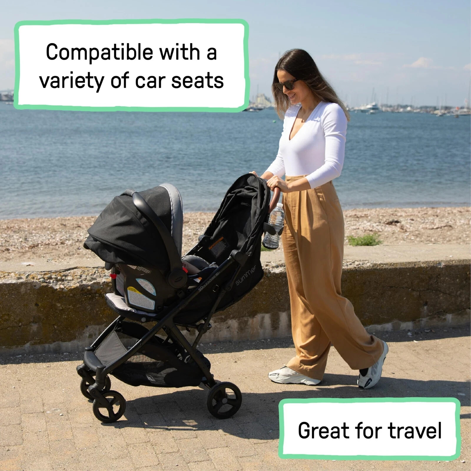 Ingenuity 3Dquickclose CS+ Compact Fold Stroller with Oversized Canopy Gray