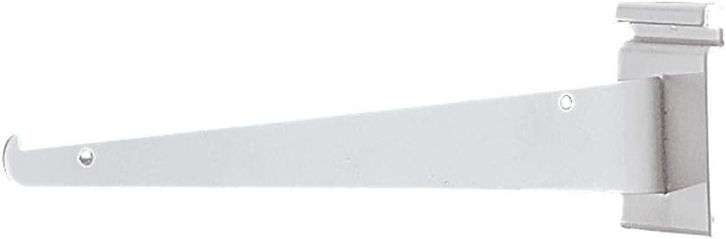 Wire Grid 12" Metal Shelf Bracket Fits 3" on Center Slat Grid Set of 2 White