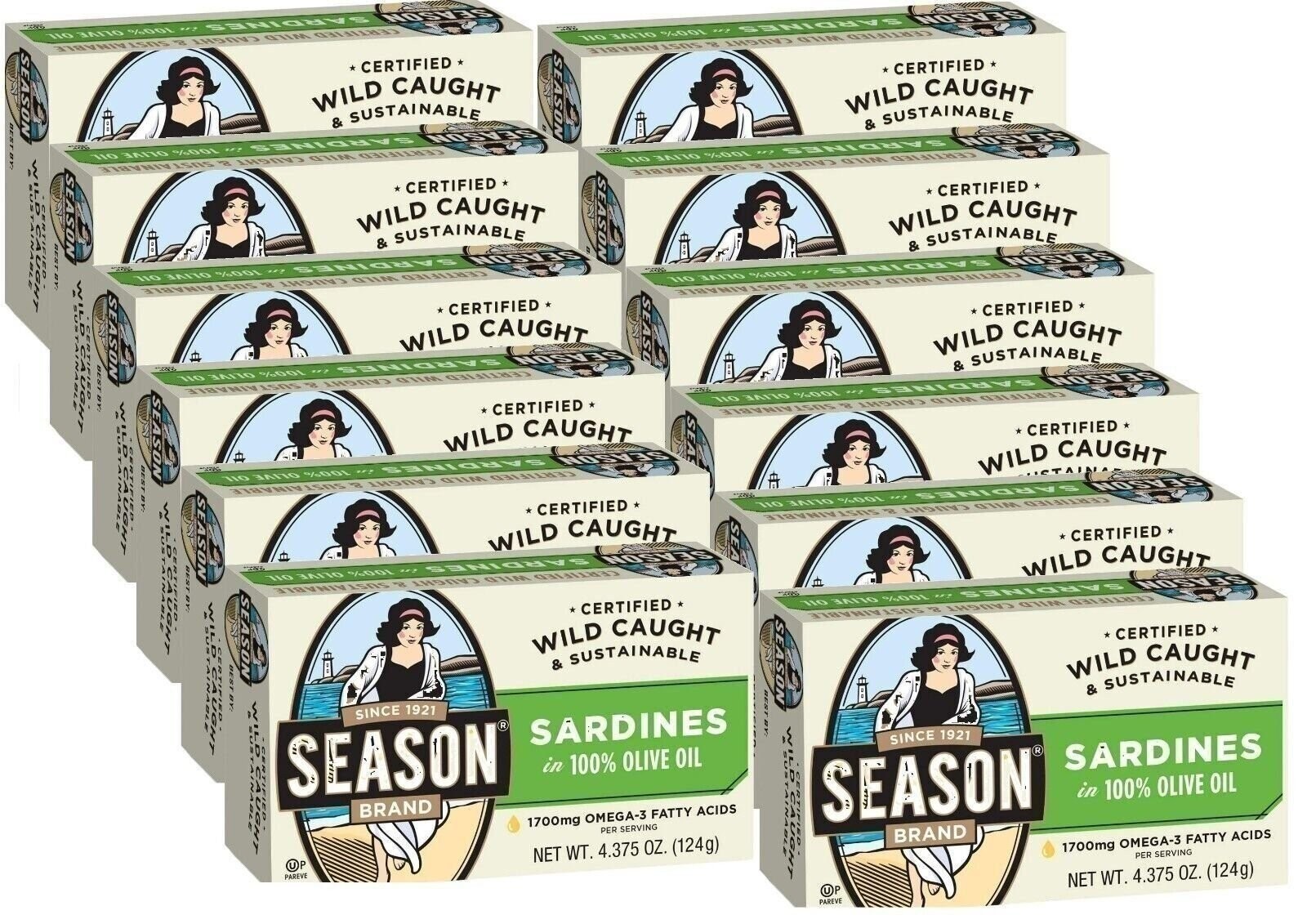 25x Season 4.375oz Sardines in Olive Oil Kosher Free Shipping