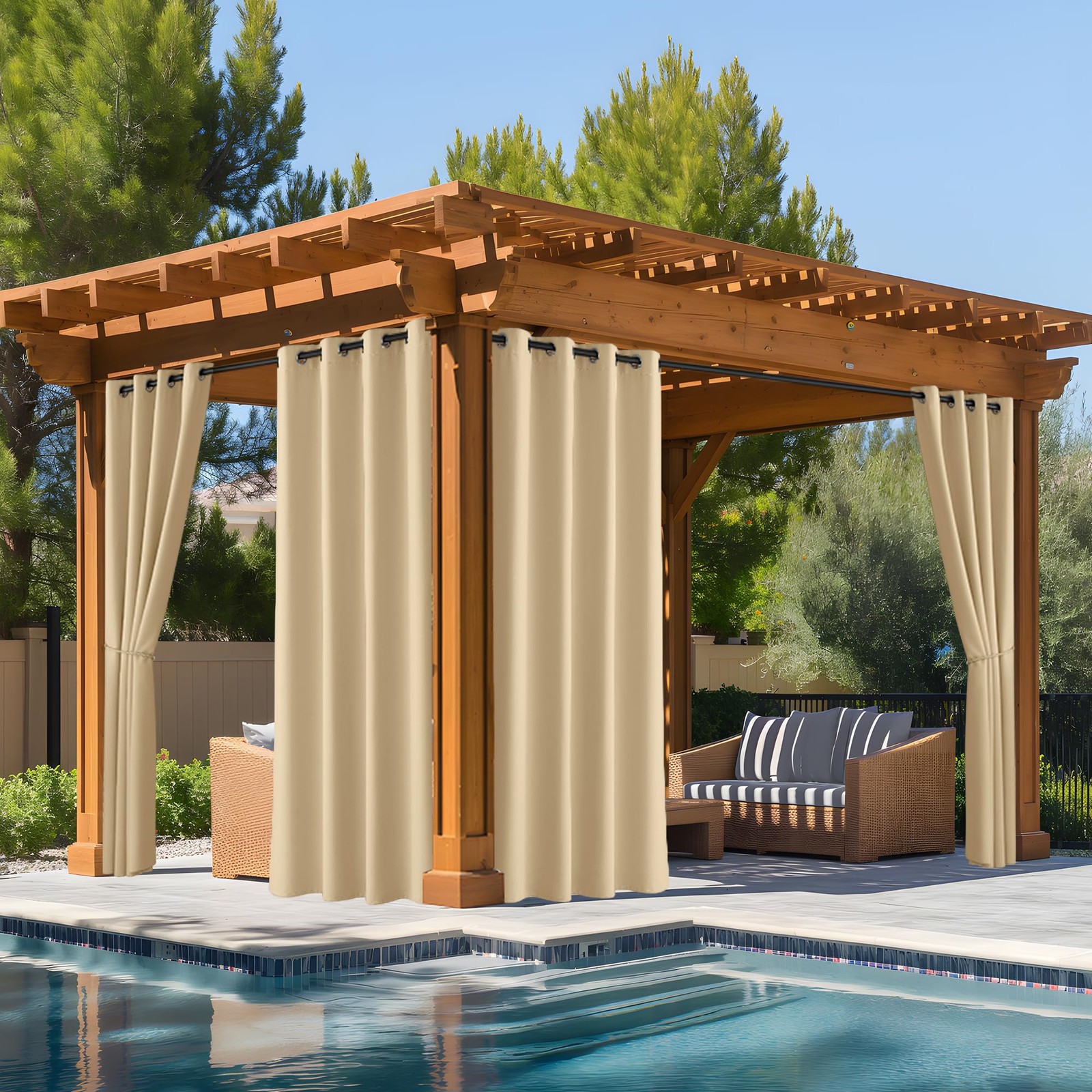 NICETOWN Outdoor Patio Curtains Waterproof Fade Resistant UV Protection 52"x84"