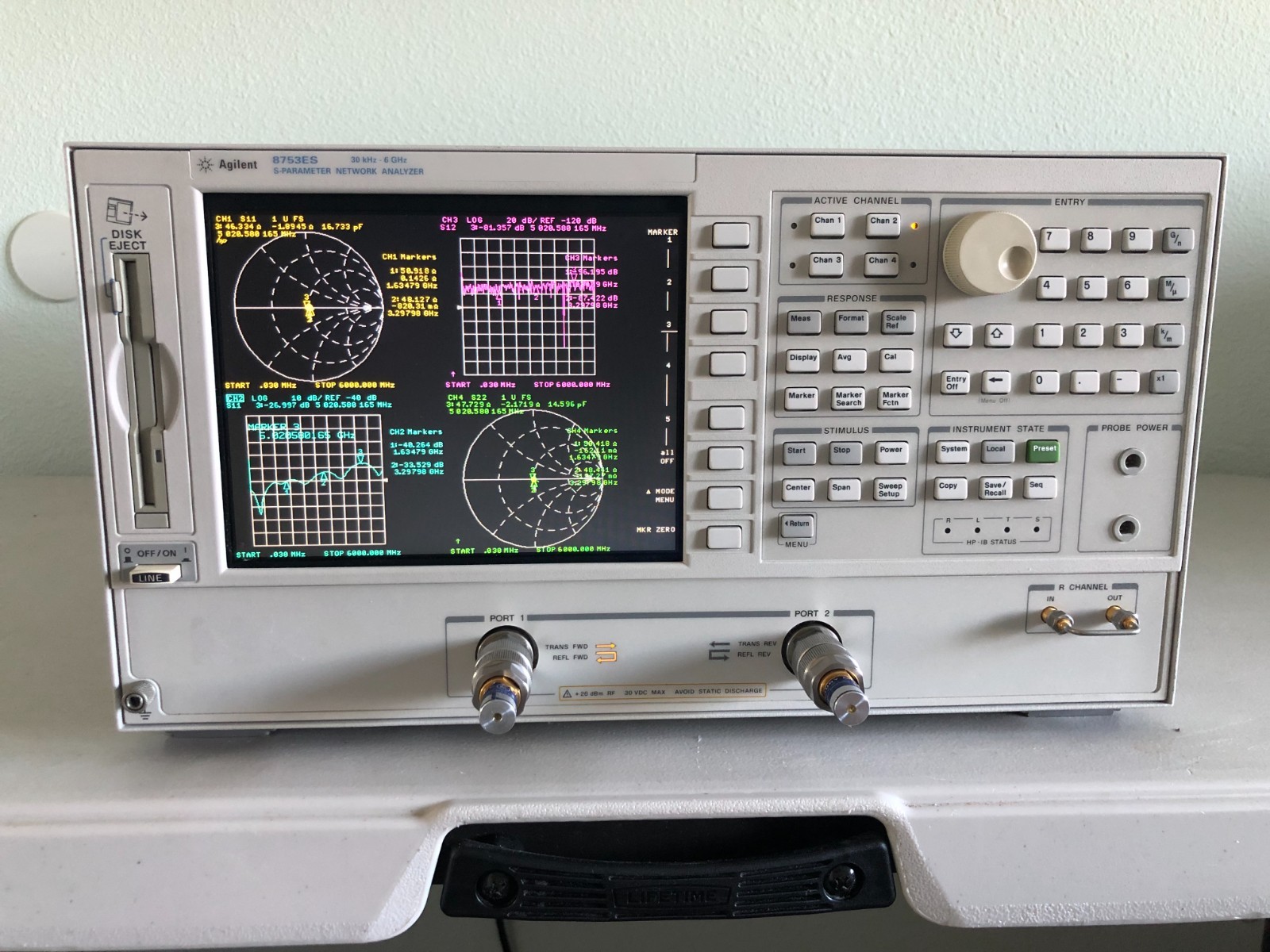 HP/Agilent 8753ES 30kHz-6GHz Network Analyzer S-Parameter Option:006/010