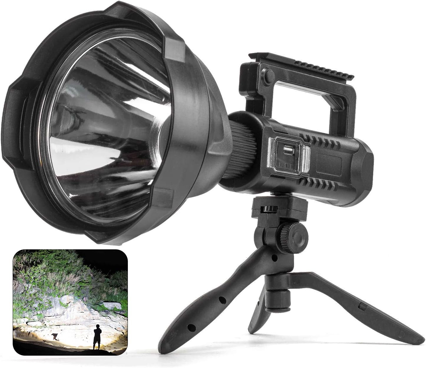 Rechargeable Spotlight, 2,000,000 Lumens Super Bright LED Flashlight, IPX5 Wa...