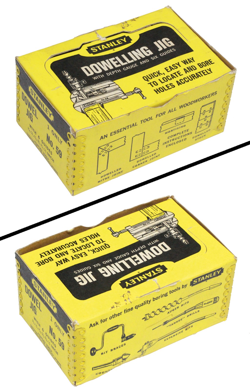 Orig. Later Type Pasteboard Box for Stanley No. 59 Dowel Jig - mjdtoolparts