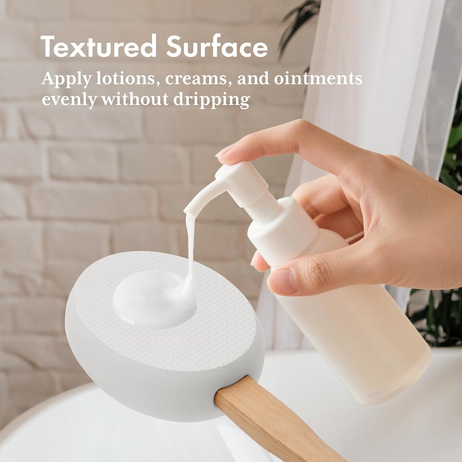 AmazerBath Lotion Applicator for Back, Feet, 4 Replacement Pads with White