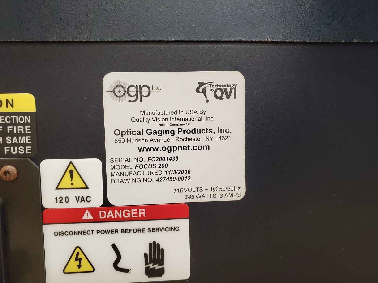 OGP Focus 200 Projectron Optical Contour Comparator 14" Screen 115V 1Ph