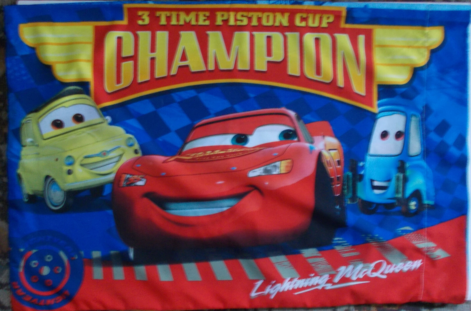 Disney Pixar 3 Time Piston Cup Champion "Lightning McQueen" Pit Crew Pillowcase