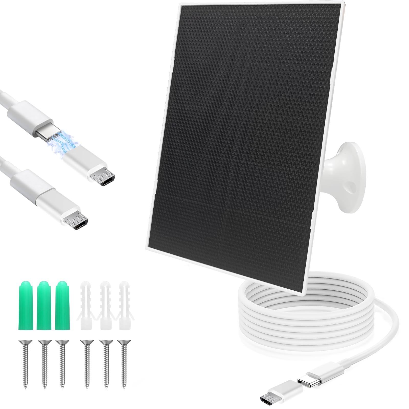 4W Solar Panel for Security Camera,Type C&Micro Solar Panel Charger for Recharge