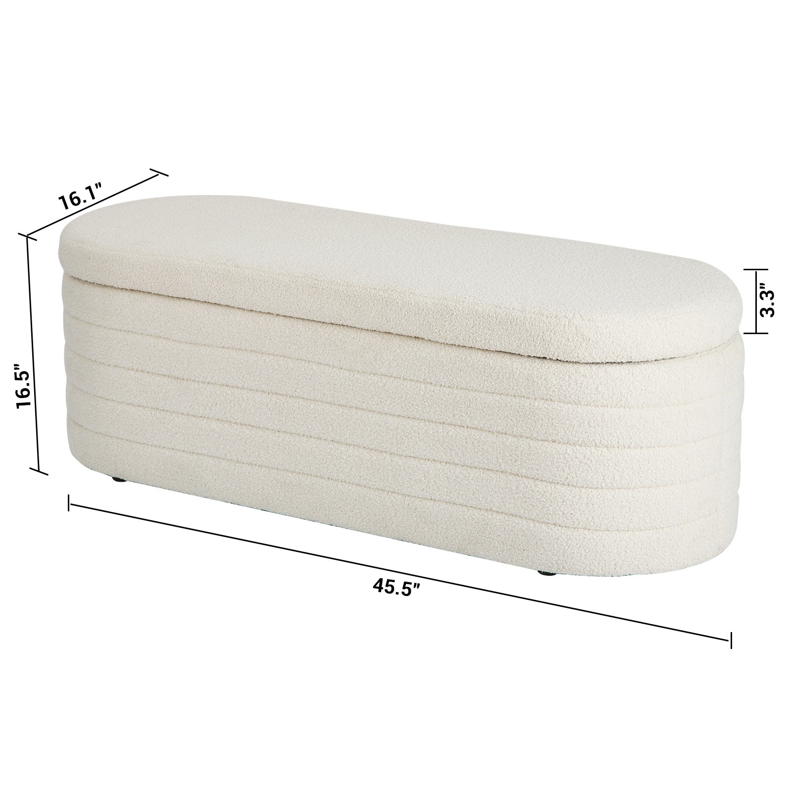 45” Sherpa Storage Ottoman Bench Footrest Footstool Upholstered End of Bed Stool