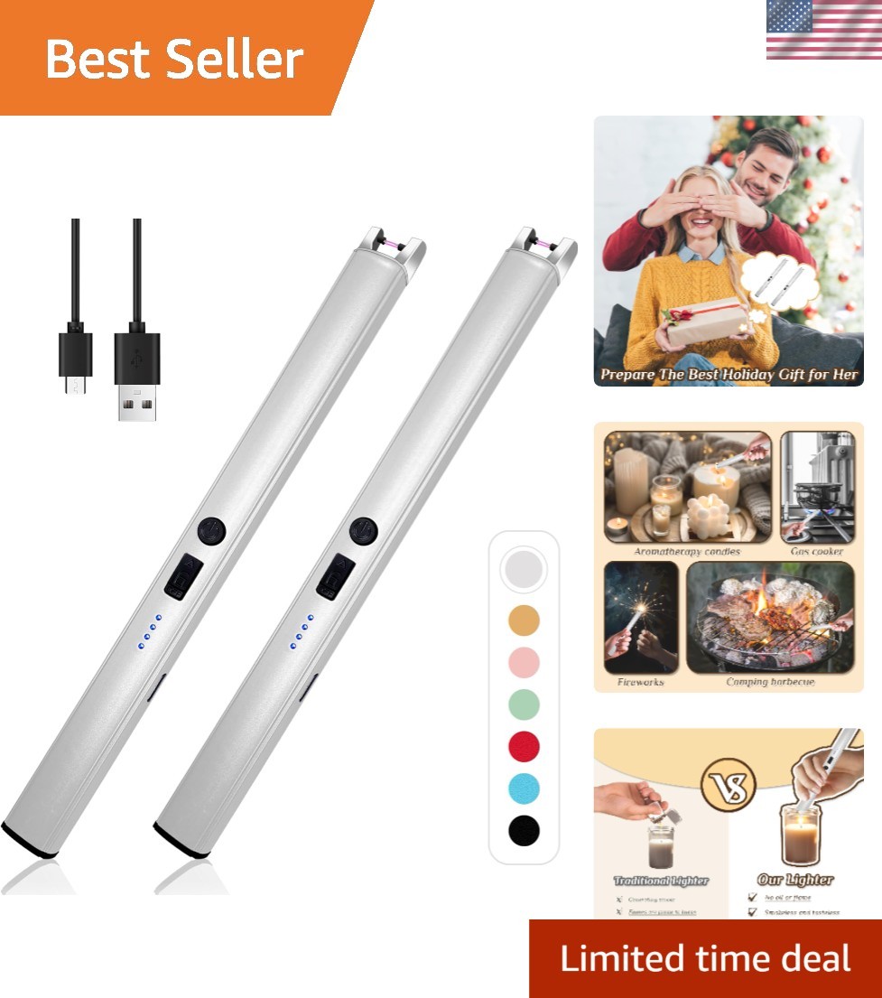 2 Pack Luxurious Flameless Lighters - Perfect for Birthdays & Outdoor Events