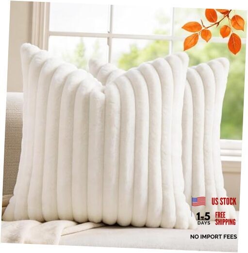 Set of 2 Decorative Throw Pillow Covers 18x18 18" x 18" (Pack of 2) Cream White