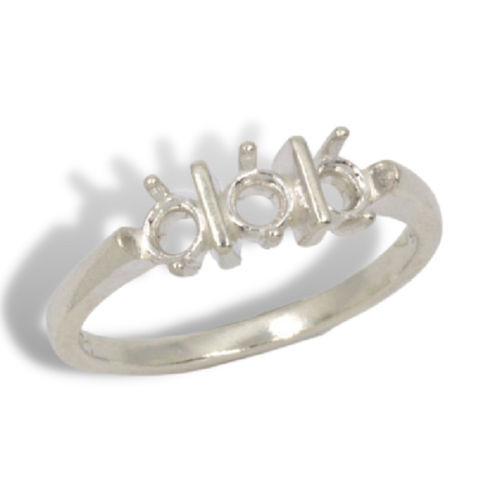 Three Stone (3) Princess Cut Mothers Ring Mounting
