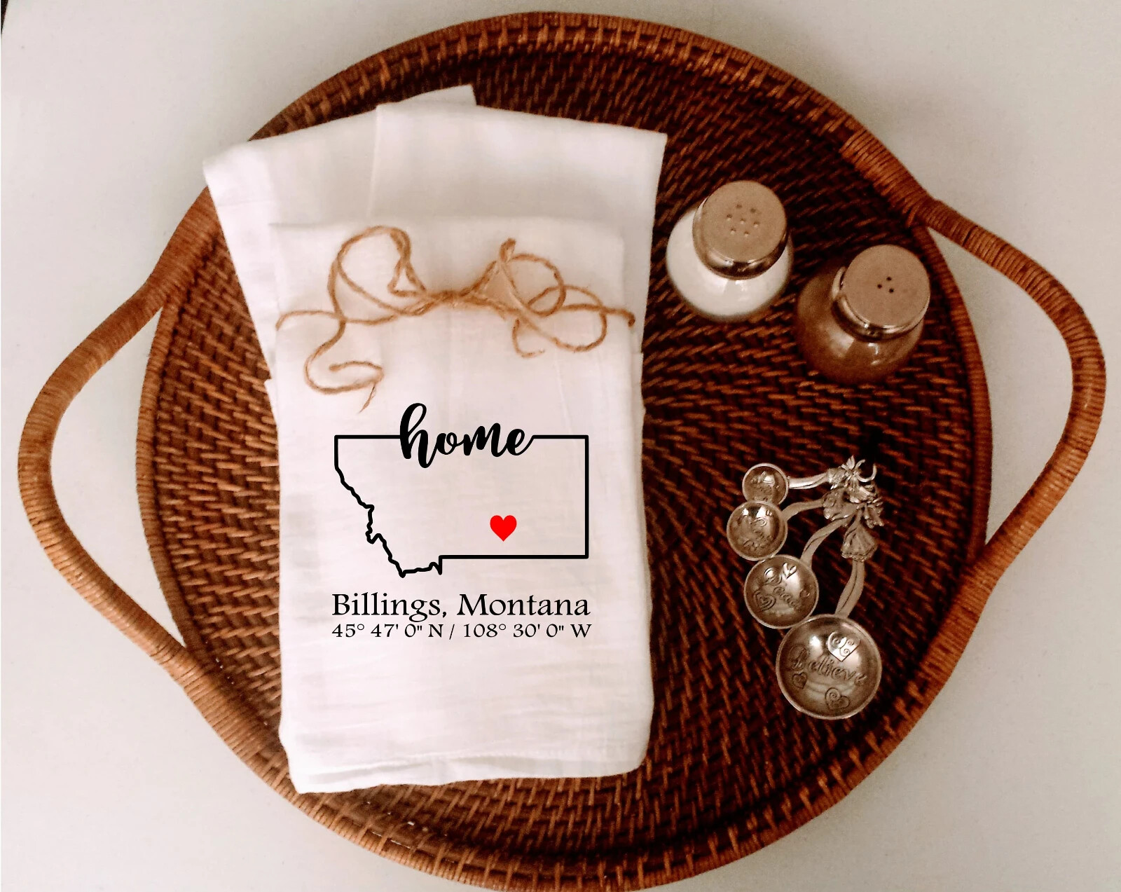 Montana Coordinates Flour Sack Kitchen Towel, Choose City & Coordinates