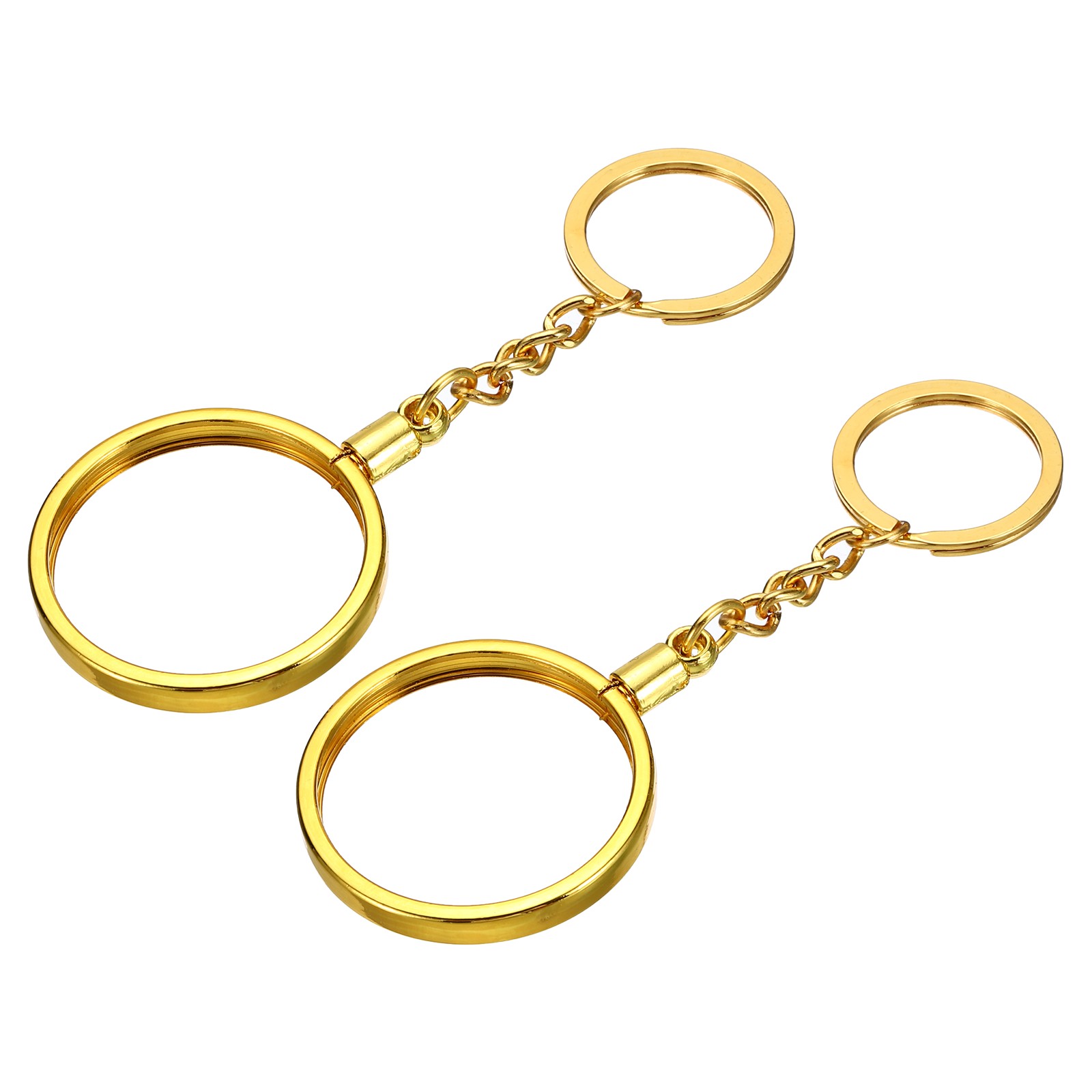 40mm Metal Coin Holder Keychain 2Pcs, Coin Case with Key Ring Golden