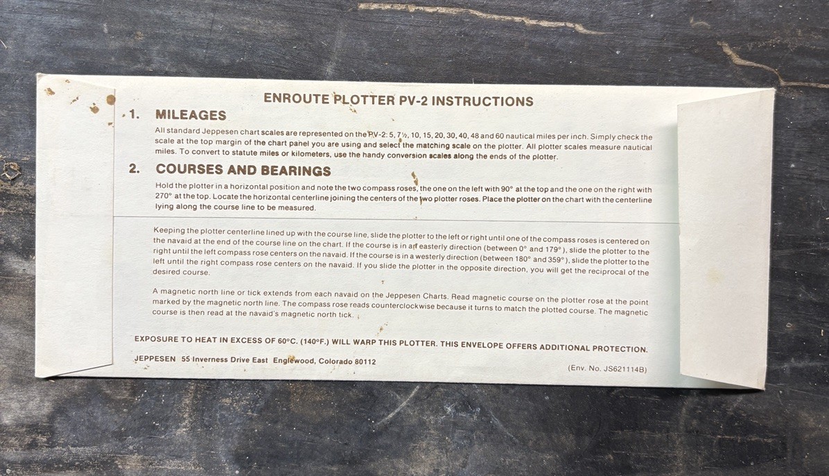 Jeppesen Enroute Aviation Pilot Plotter PV-2