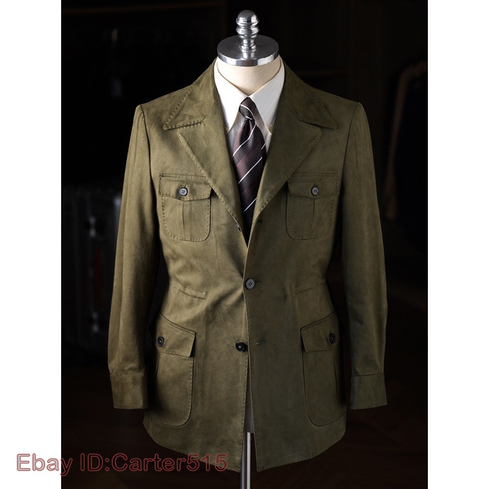 Men's Retro Suede Jackets Fashion Casual Italian Slim Fit Hunting Workwear Coat