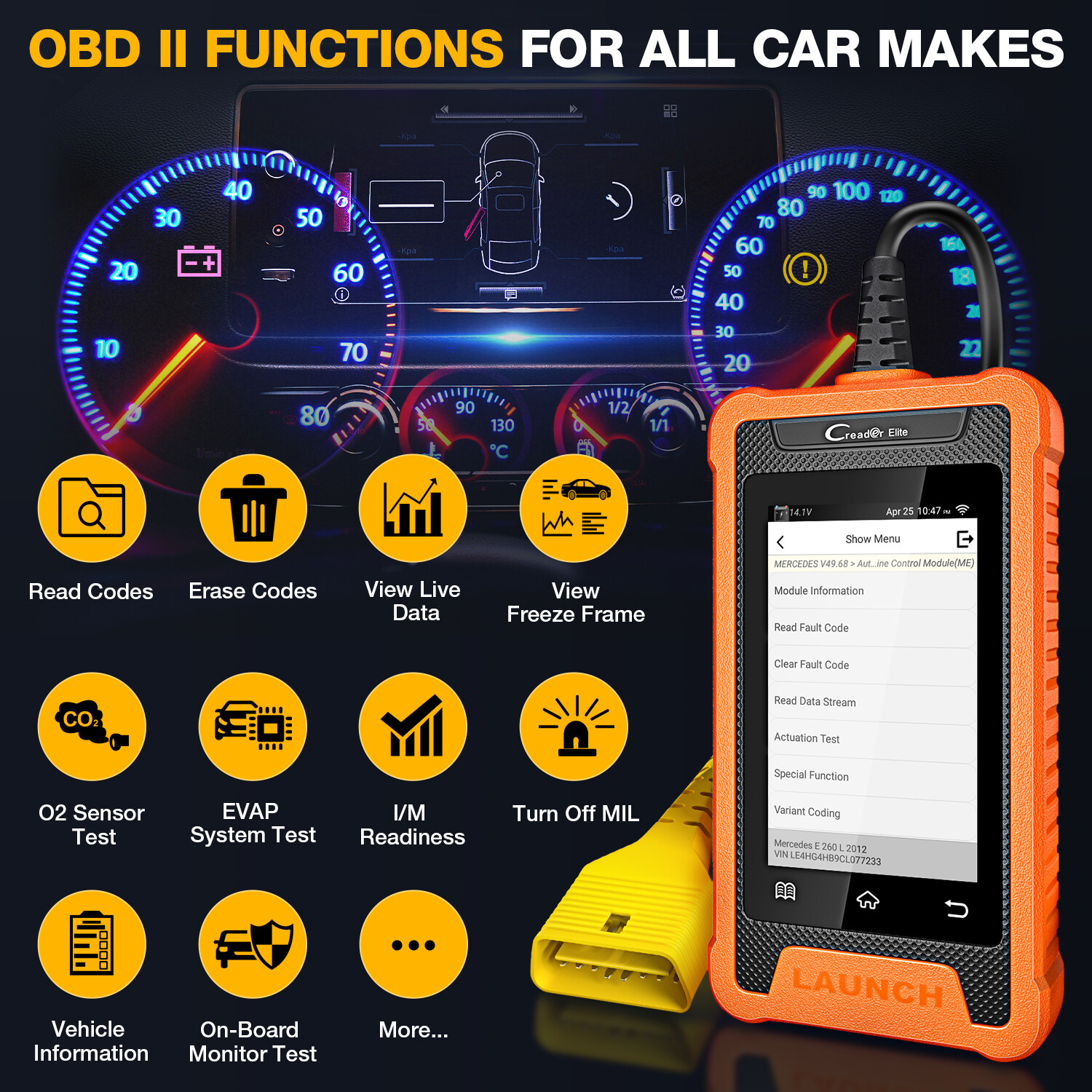 LAUNCH Creader Elite for Chrysler Bidirectional Car Diagnostic Tool OBD2 Scanner