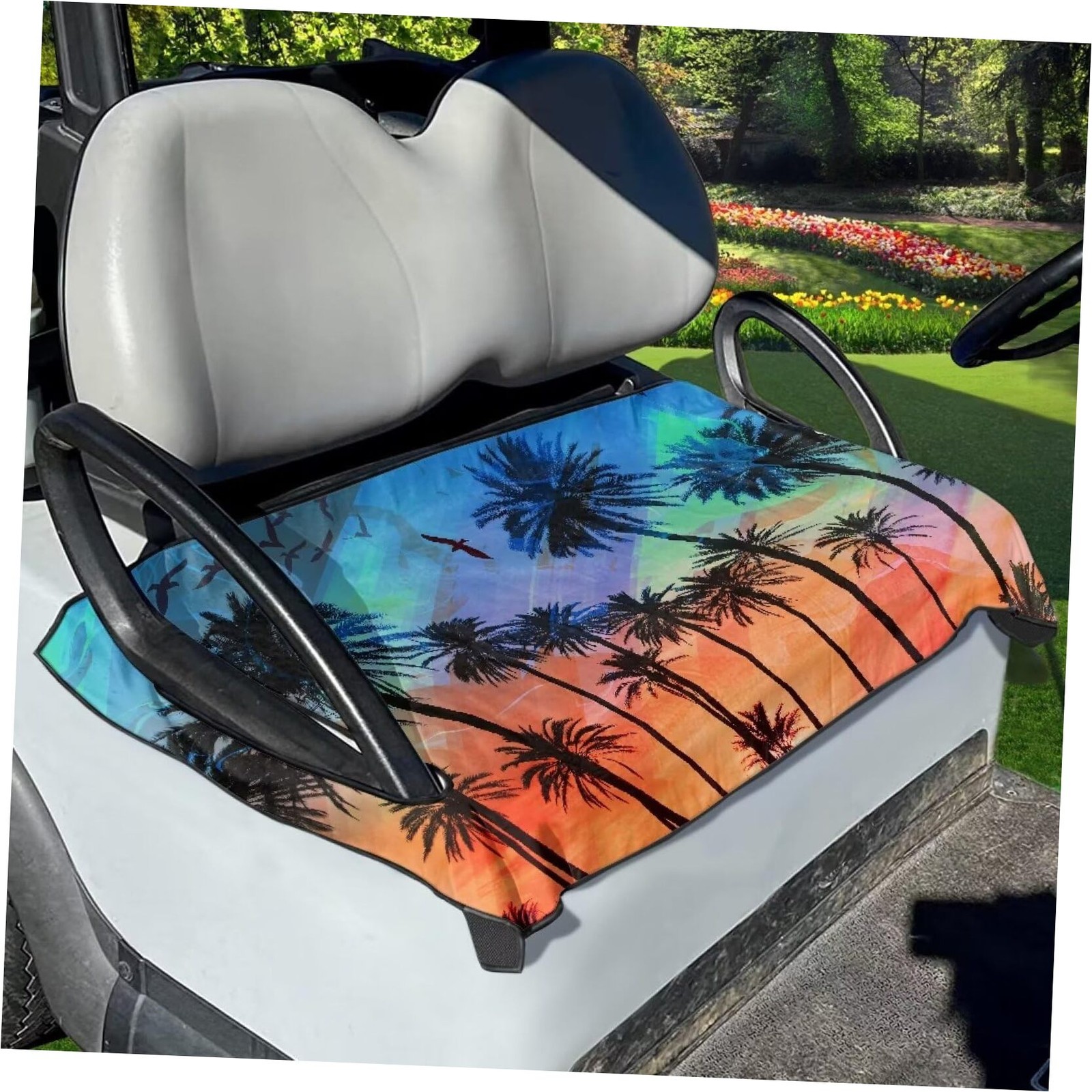 Print Golf Cart Seat Covers Decorative Golf Cart Hawaii Palm Tree One Size