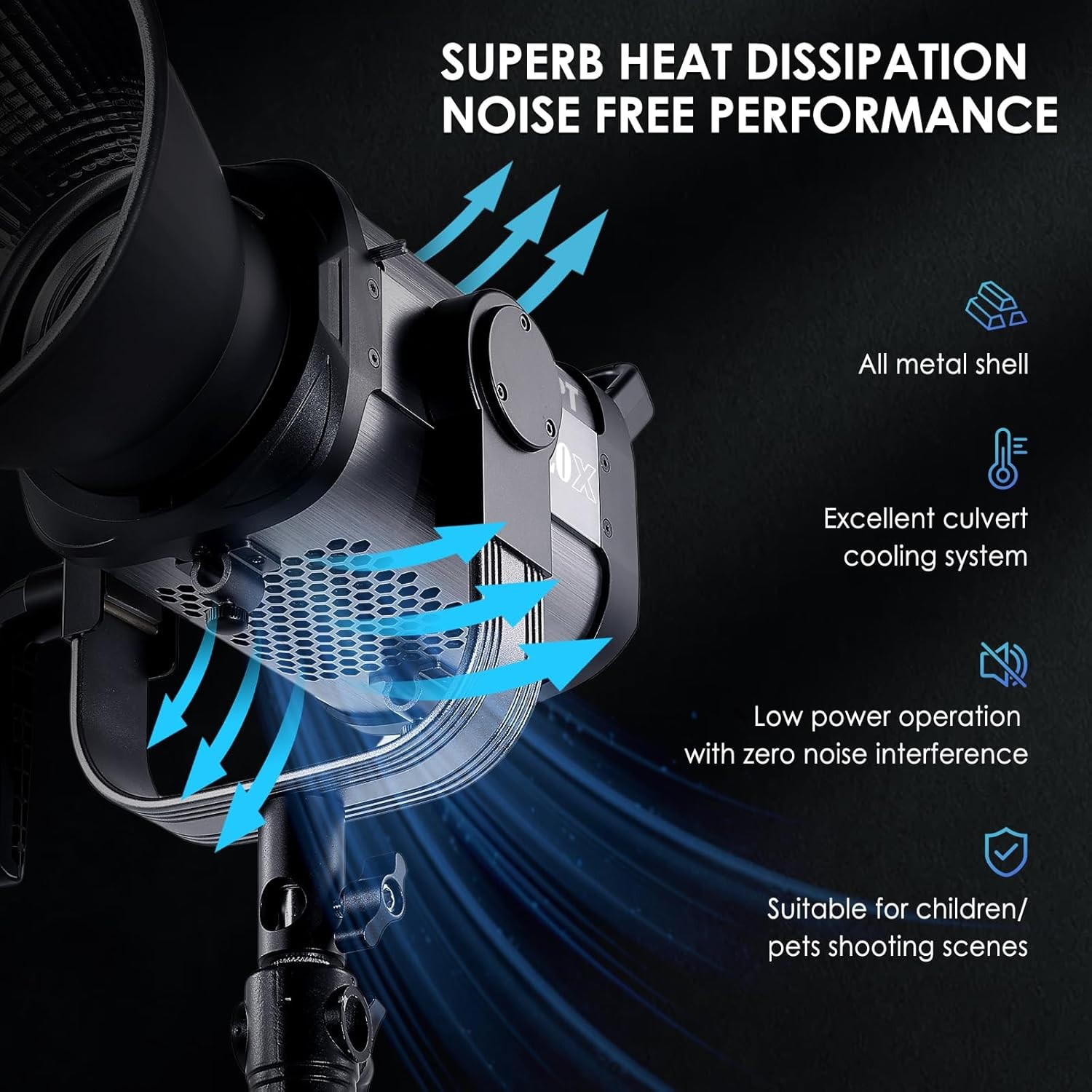 110W LED Video Light with APP Control, Bi-Color COB Video Light 2500K-8500K