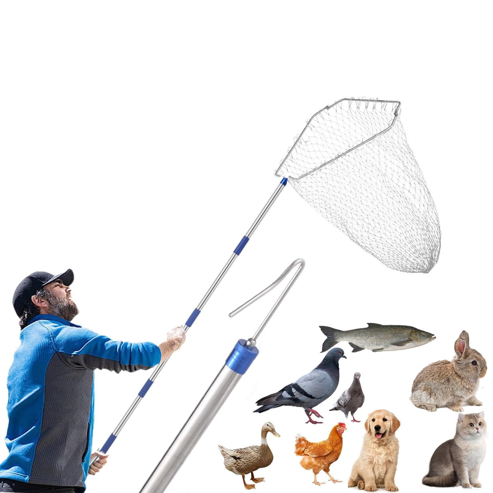 Chicken Catching Net ,Chicken Catcher Leg Hook , Extendable from 33" to 75.5" Ma