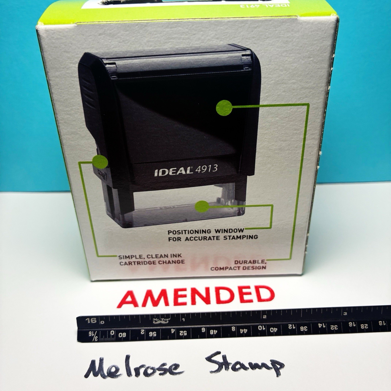 Amended Rubber Stamp Red Ink Self Inking Ideal 4913