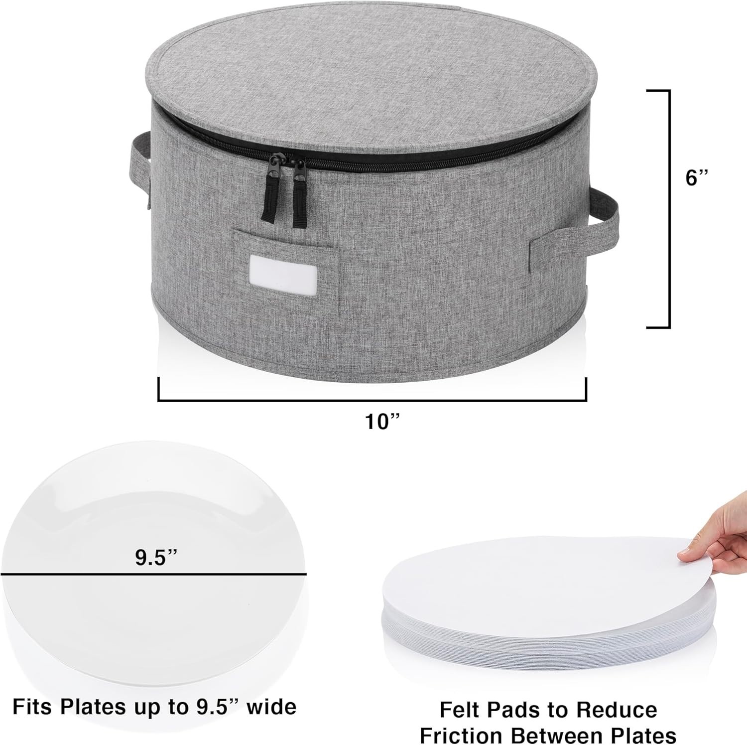 Durable Salad Plate Case - Padded, Stackable, and Water Resistant for 12 Plates