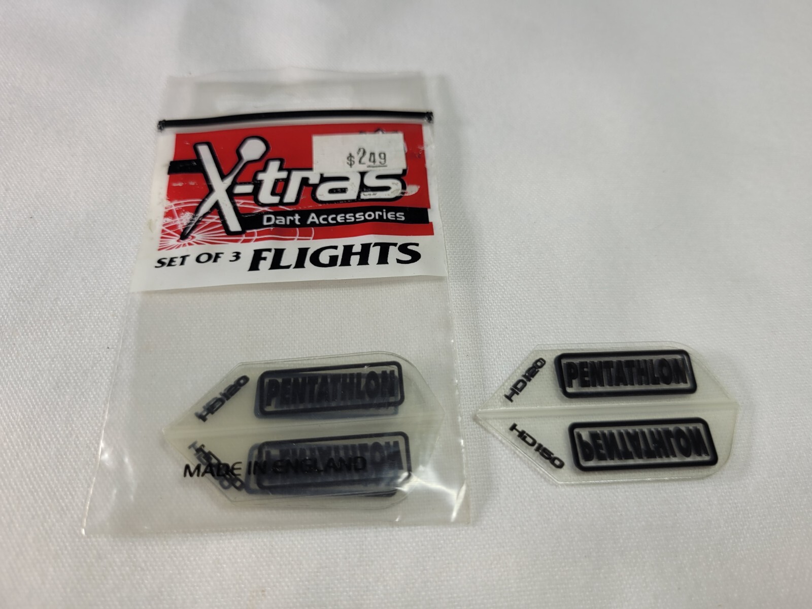 Dart World Pentathlon THICK HD150 Clear SLIM Dart Flights 1 set of 3 NEW STOCK