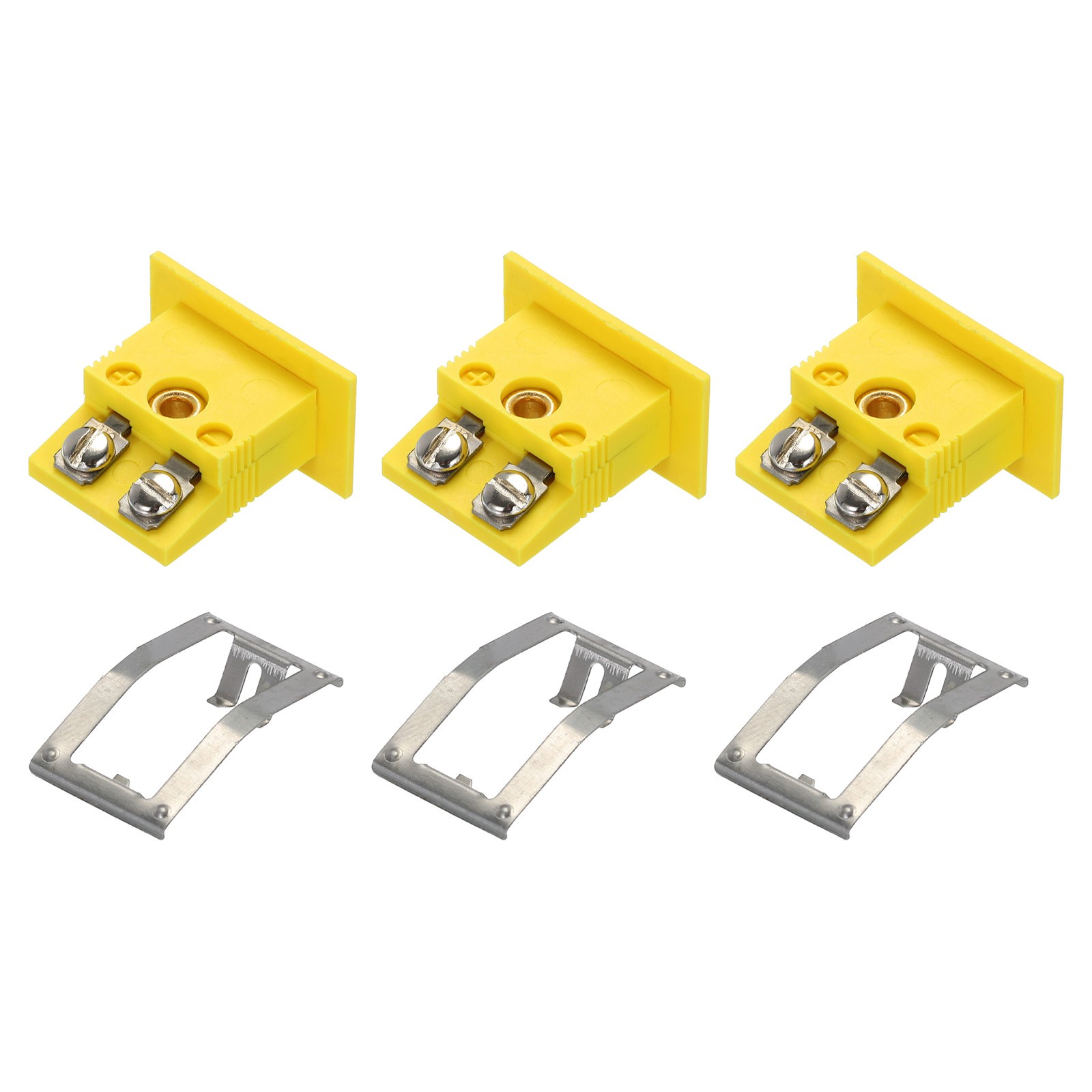 3pcs K Type Panel Mount Thermocouple Female Mini Socket 220°C(428°F) Yellow
