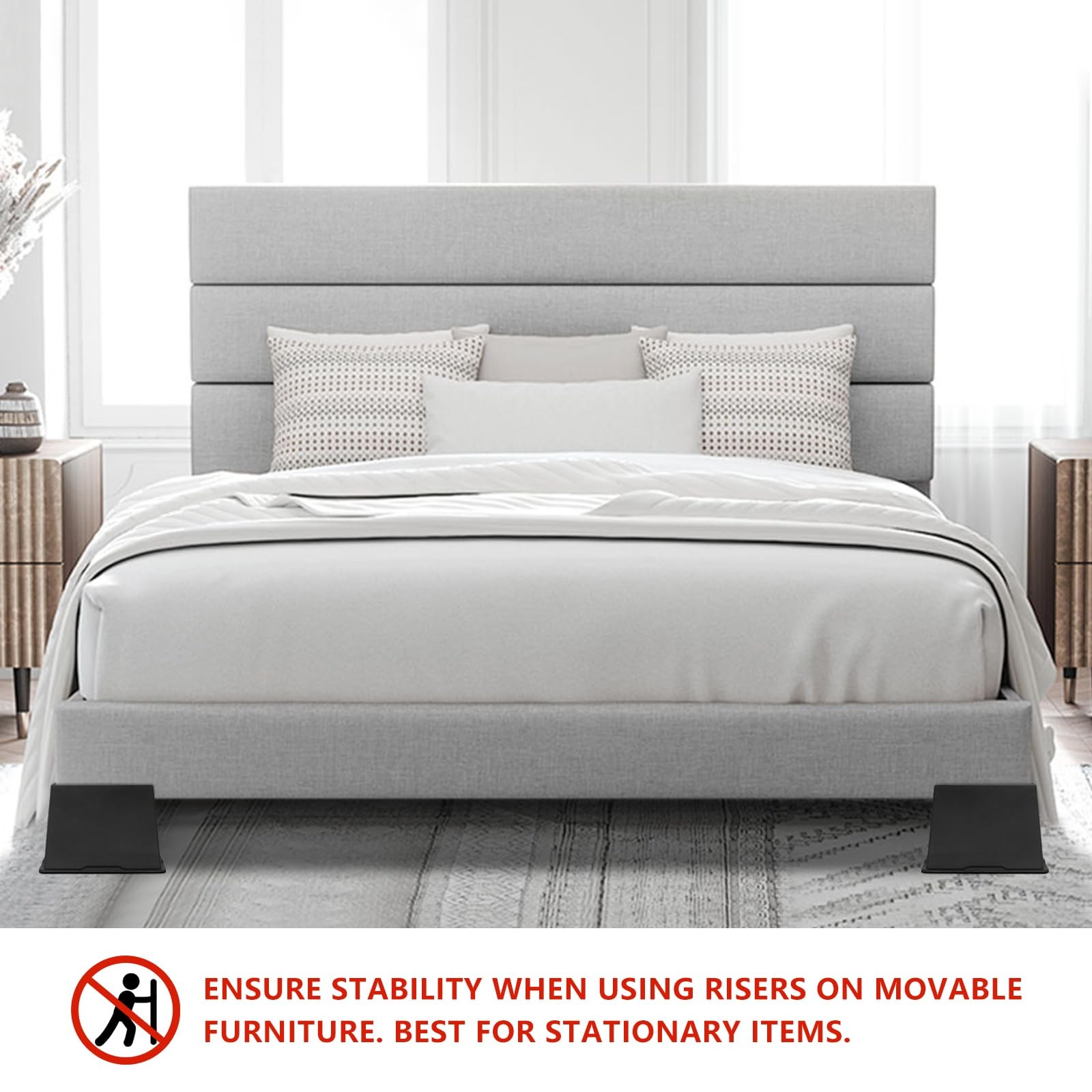 4 Pack 6Inch Heavy Duty Bed Risers for Sofa, Table, Couch, and Desk Support