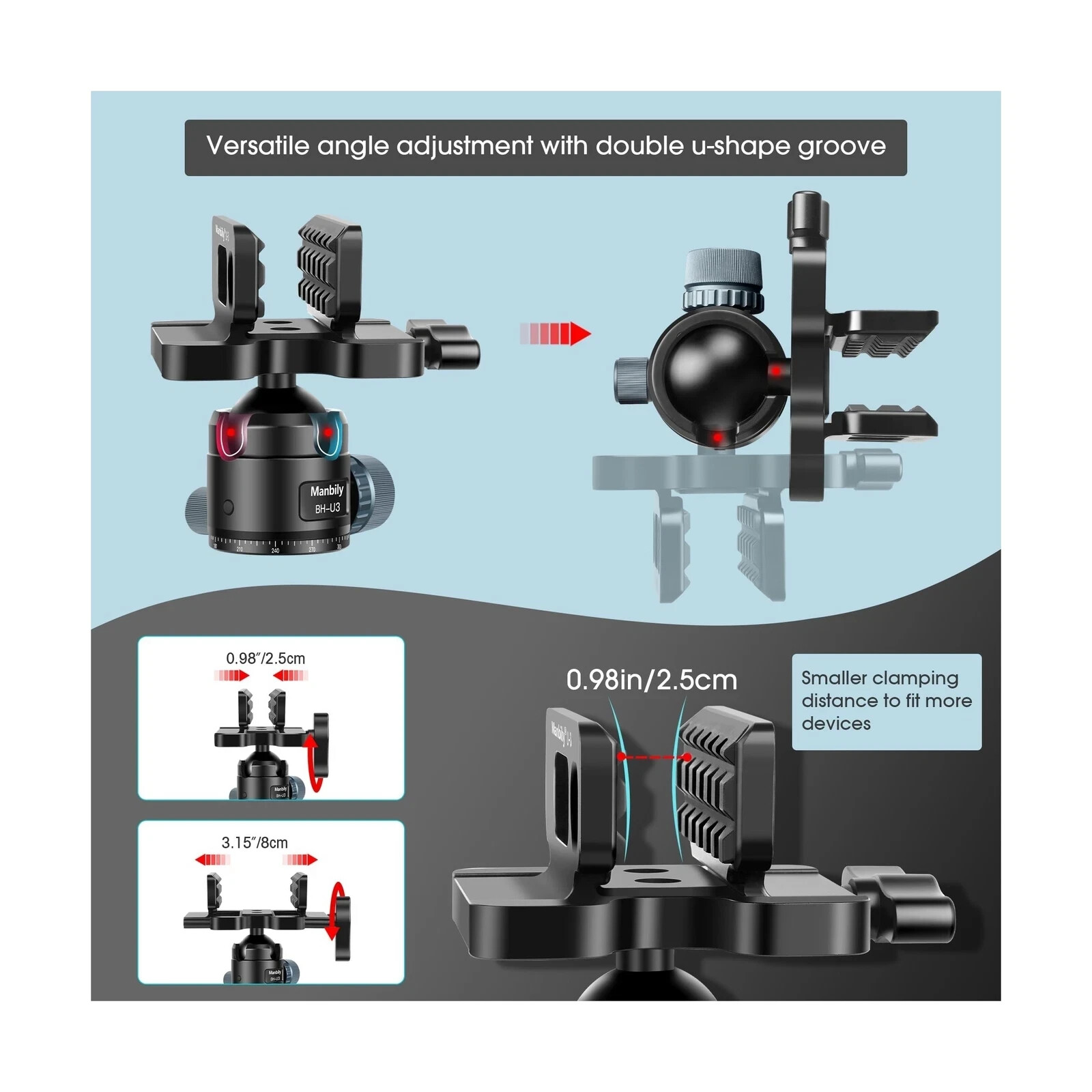 Manbily Shooting Saddle with 360° Ball Head,44mm Large Ball, 44lbs Load Capacity