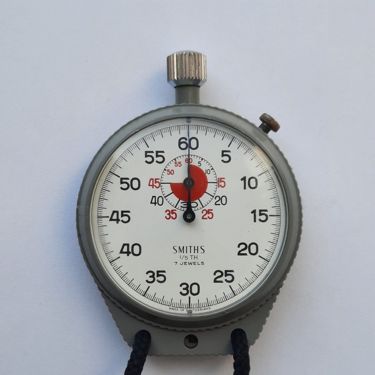 Vintage Stopwatch Smiths 1/5 TH 7 Jewels Made in Switzealand (Swiss) Grey