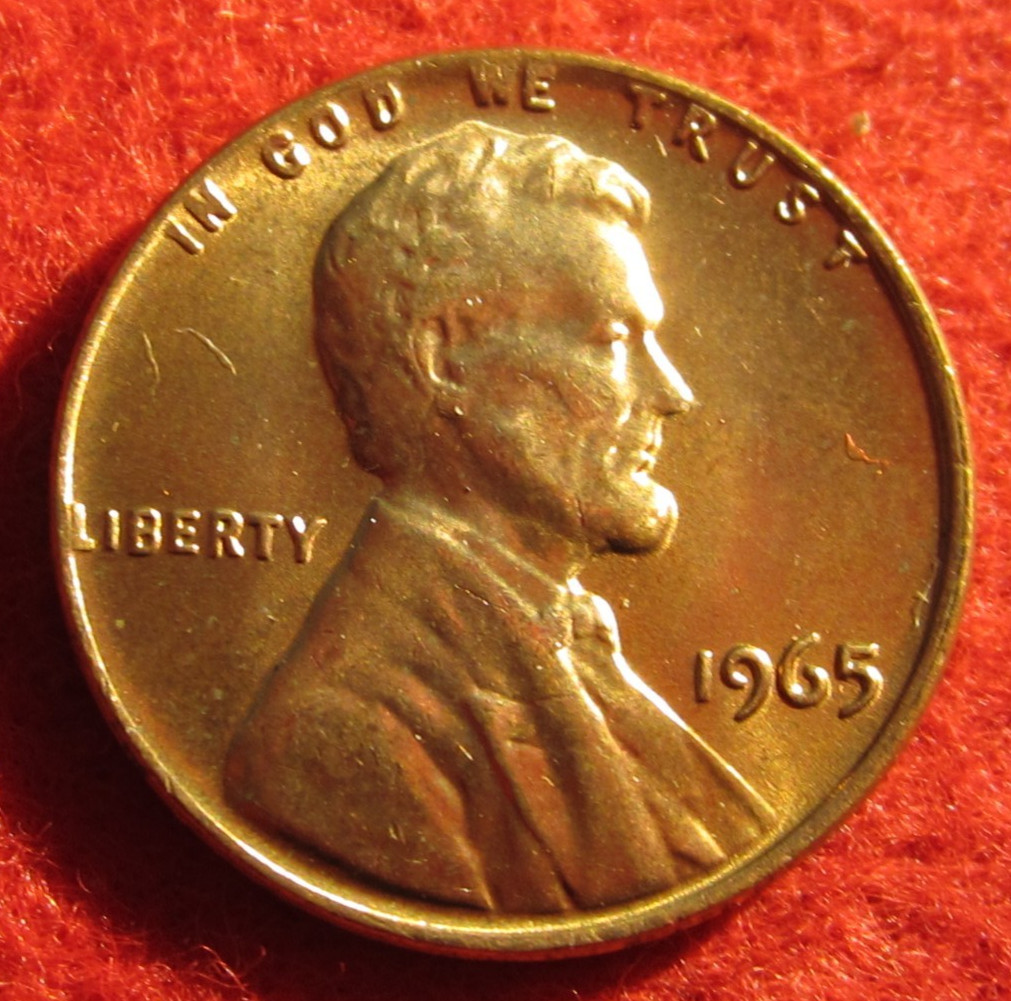 1965 (P) Lincoln Memorial Cent/Penny - Uncirculated - Red - Actual coin C790