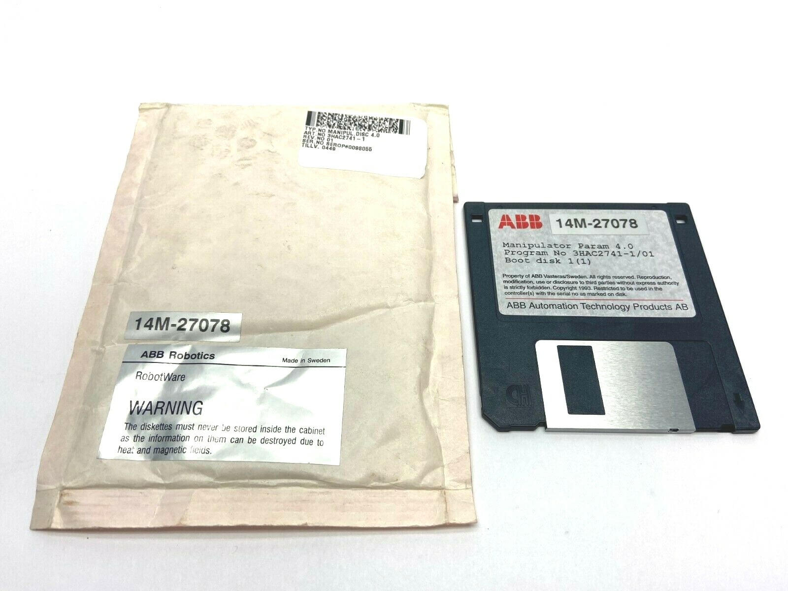 ABB 14M-27078 3HAC2741-1 Manipulator Param 4.0 Boot Disk Floppy