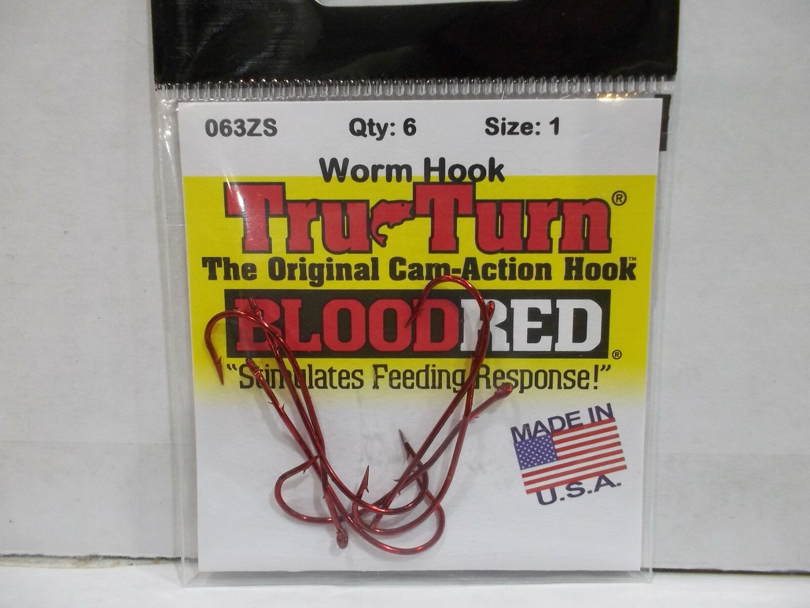 Tru Turn Worm Hook red 063ZS fishing hooks Made in USA choose your size!  NIP