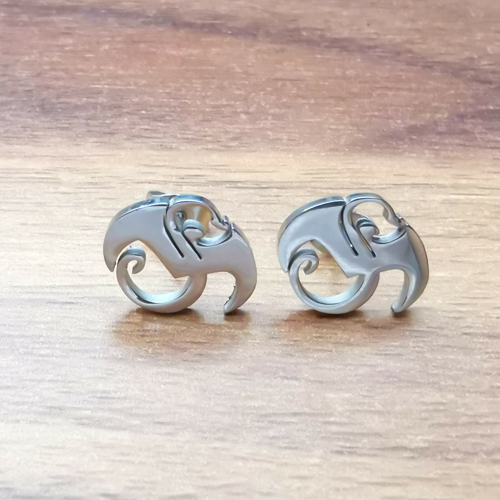 NEW Strange music charm Tech N9ne Stud earring S.steel silver polish 1 pair