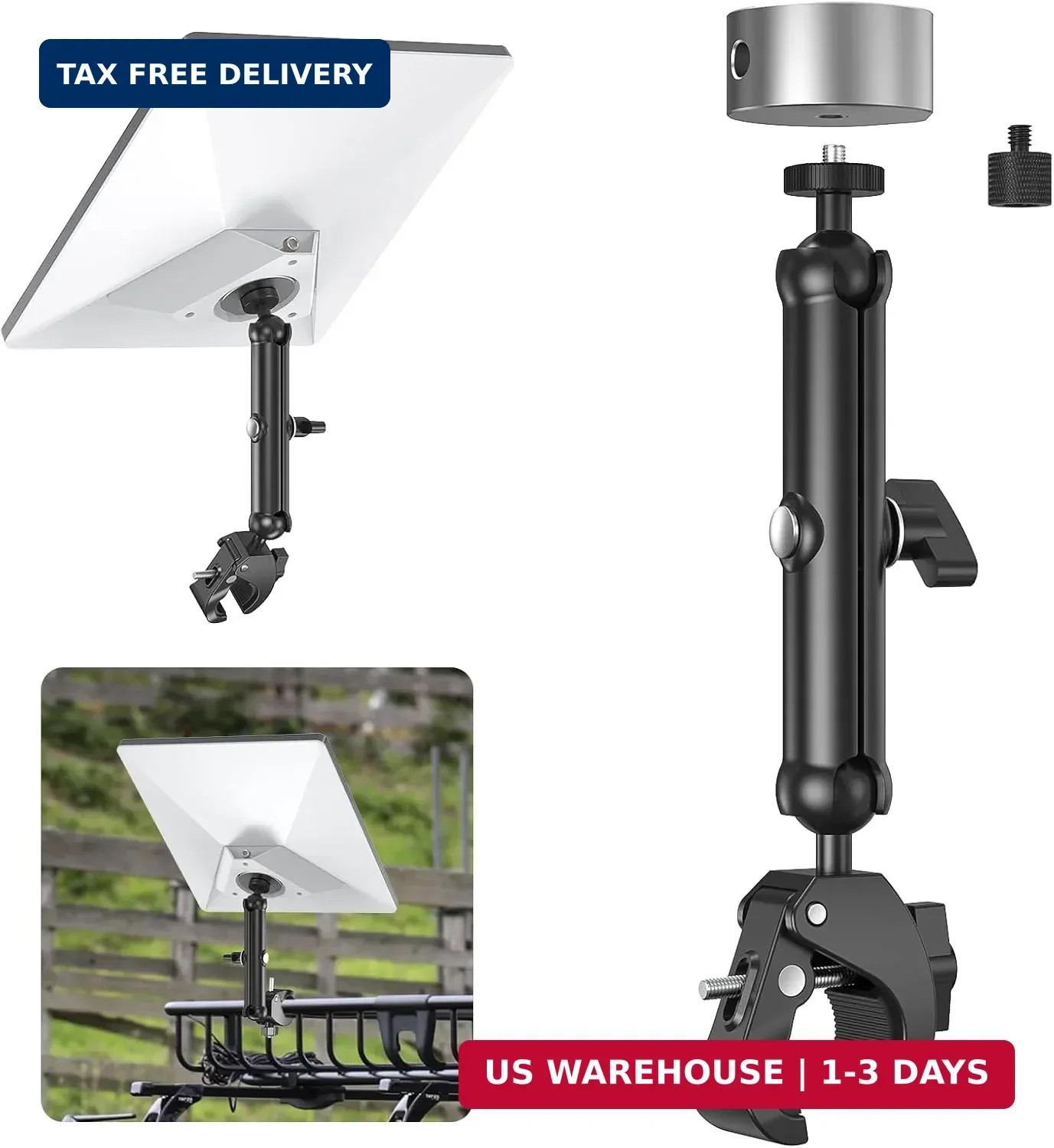 Starlink Mini Clamp Mount, Aluminum Starlink Mini Pole Mount Kit with 1/4"-20 &