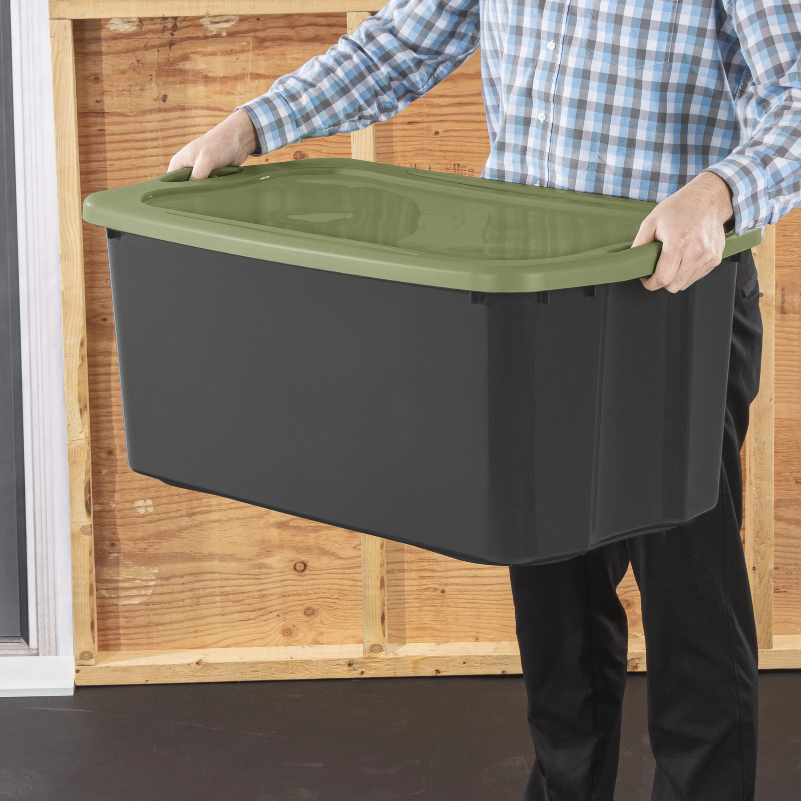EZ Carry 30 Gallon Extra-Large Storage Bin, Plastic Storage Container with Full-
