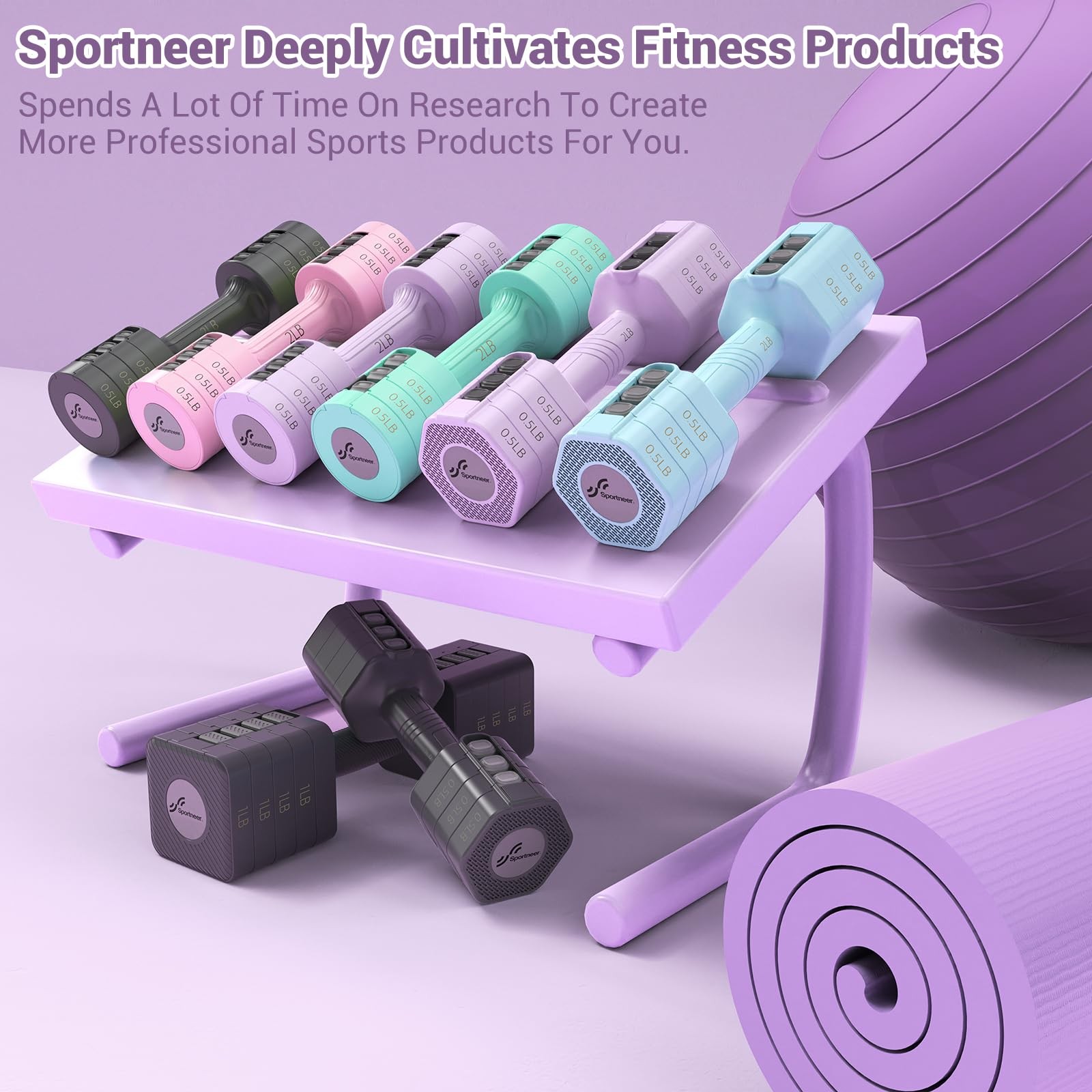 Adjustable Dumbbells Hand Weights Set: 1 Pair 0.9-4.5KG (0.9-2.3KG) Fast Adju...