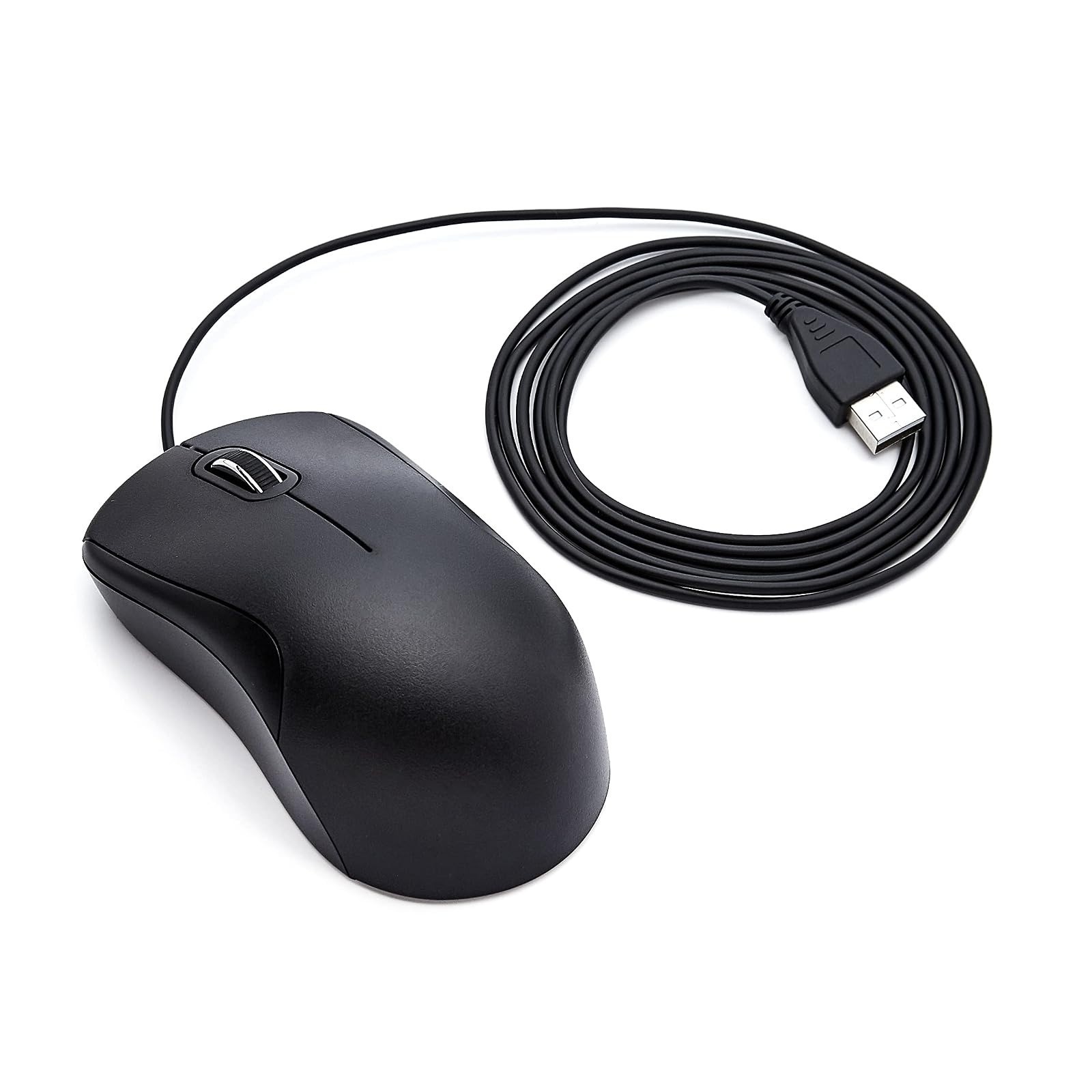 Amazon Basics 3-Button USB Wired Mouse, 1000 DPI, Ergonomic Grip, Black