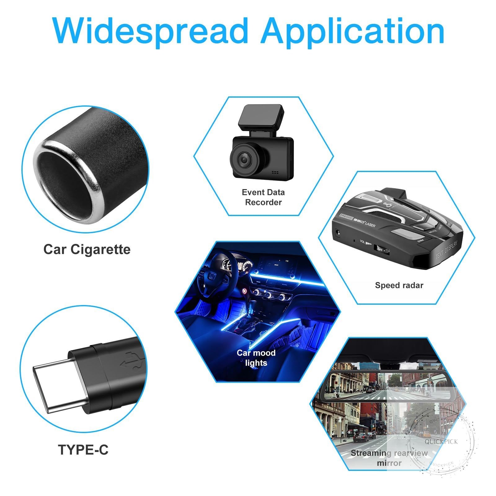 USB C Male to 12V Car Cigarette Lighter Socket Female Converter Adapter Power Ca