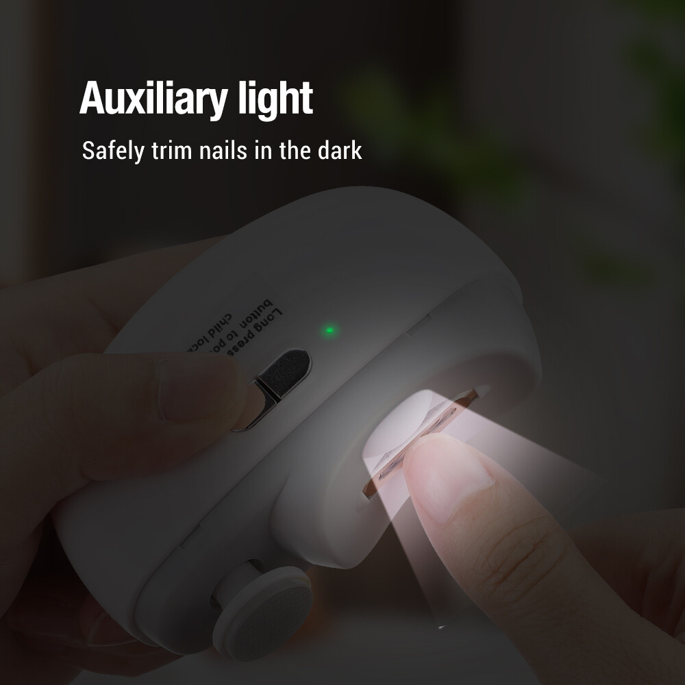Electric Nail Grinder Automatic LED Light Trimmer Toe Cutter USB Rechargeable