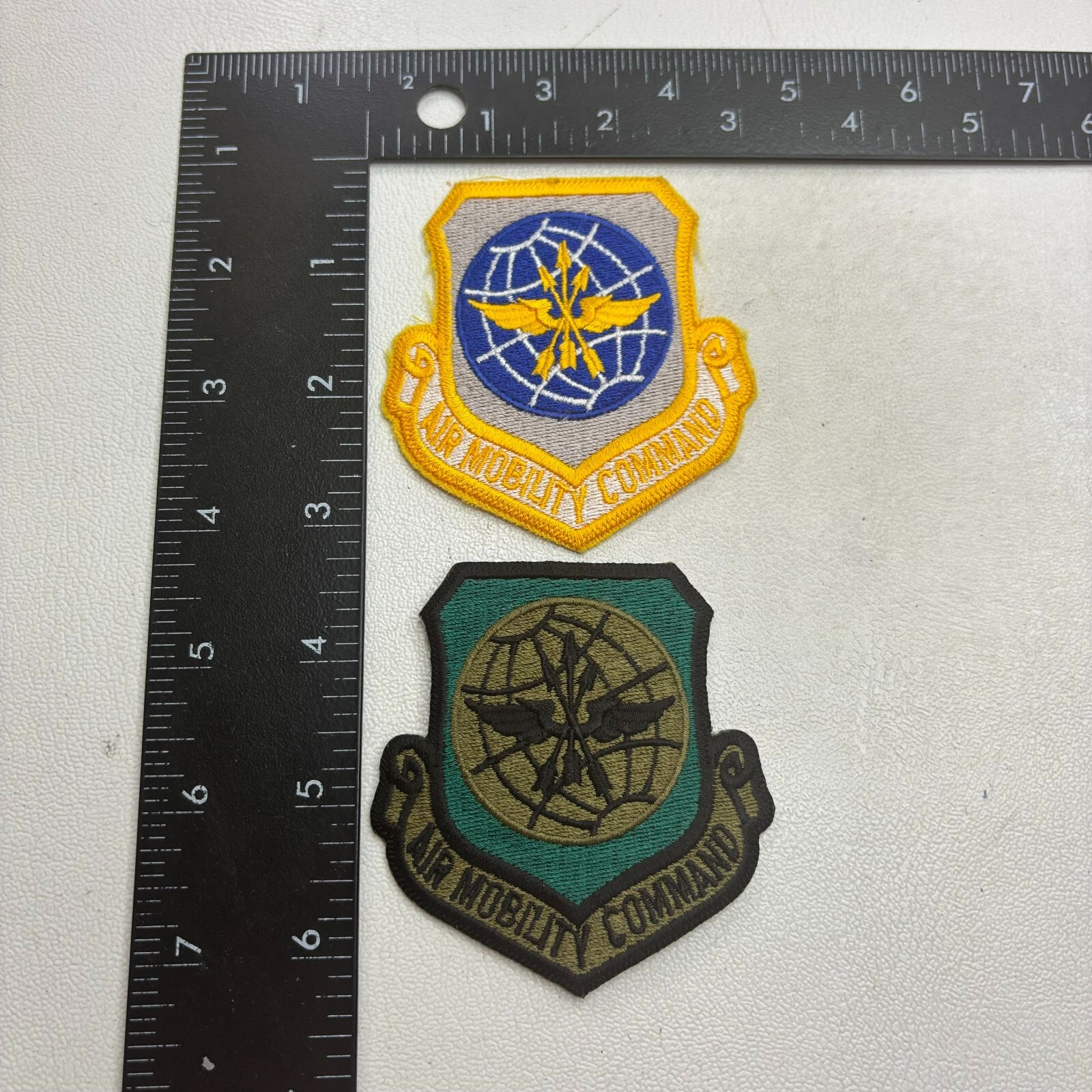 2 Patches Lot Military Patch AIR MOBILITY COMMAND US AIR FORCE Color~Subdued49av