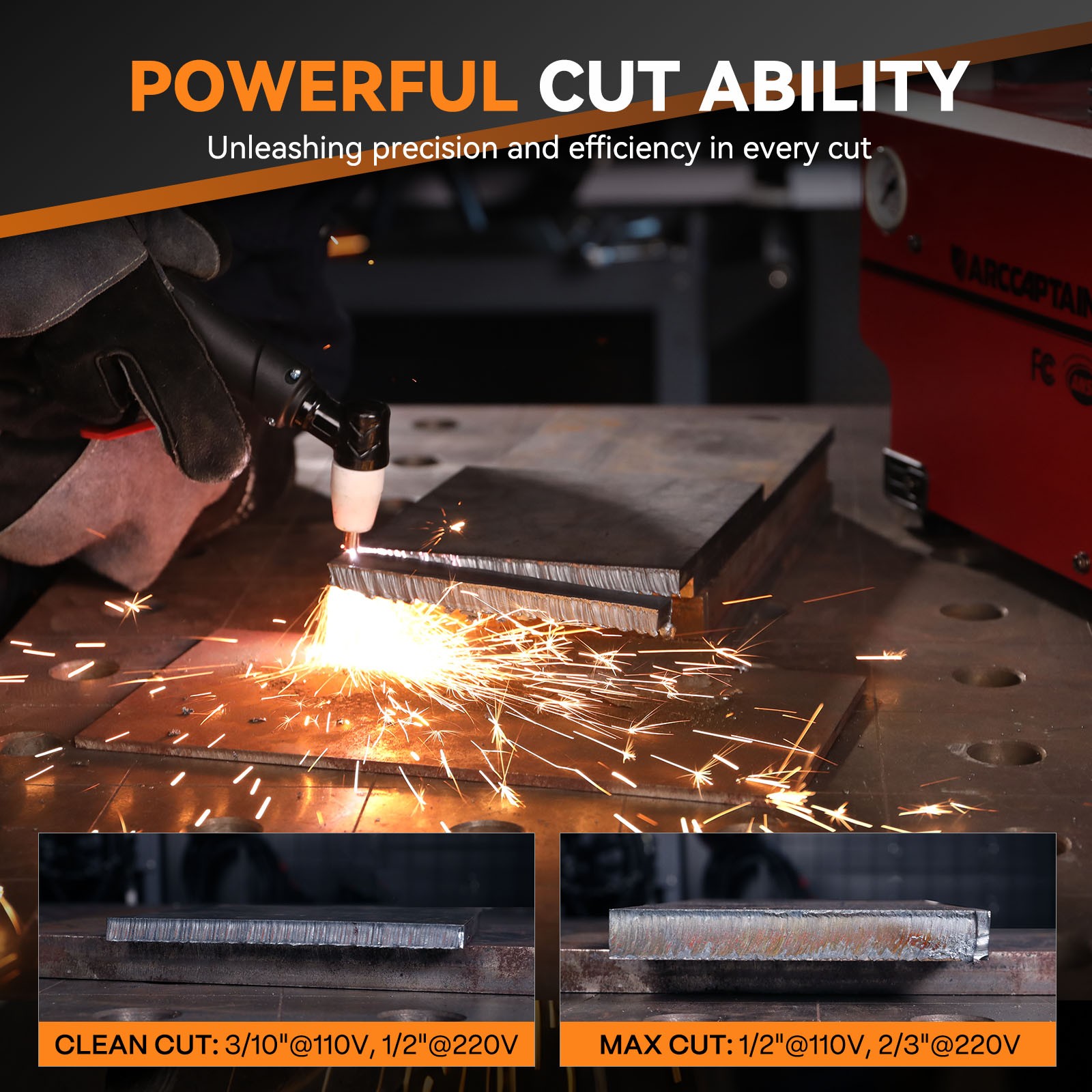 ARCCAPTAIN Plasma Cutter 50A Air Cutting Machine Dual Voltage LED Display IGBT